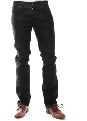 Man - Jeans - Nudie: Slim Jim Black Coated Jeans