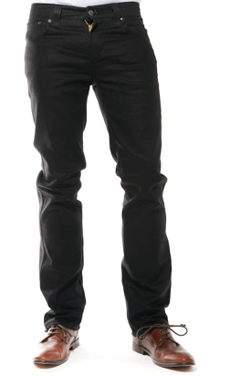 Nudie: Slim Jim Black Coated Jeans