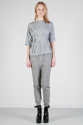 Ann-Sofie Back: Shoelace T-shirt Grey Melange