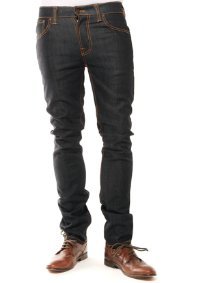 Man - Jeans - Nudie: Thin Finn Organic Dry Ecru Embo Jeans
