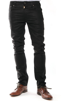 Nudie: Thin Finn Dry Black Coated Jeans