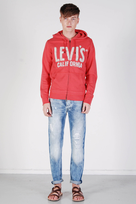 Levis: Graphic Full Zip Coral Red Hood