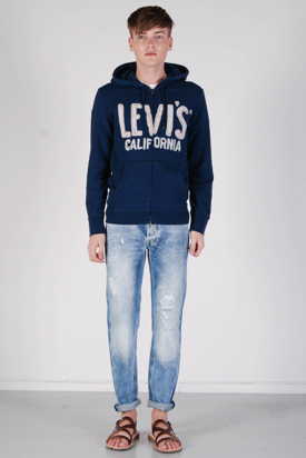 Levis: Graphic Full Zip Blue Hood