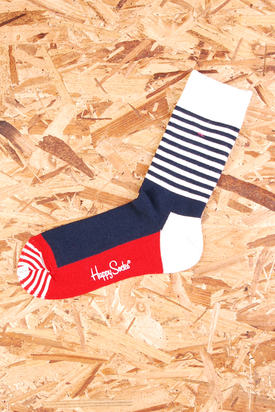 Happy Socks: Blue/White Stripe Red Details