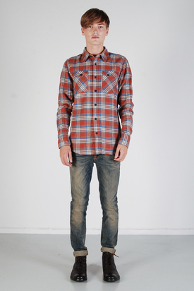 Nudie: Gunnar Organic Slubby Twill Red Shirt