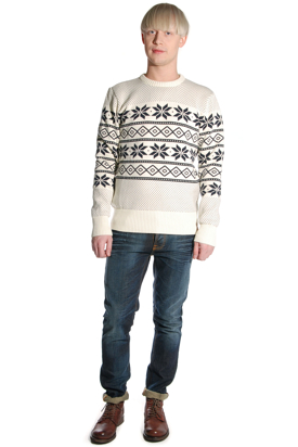 Knowledge Cotton Apparel: Jacquard Knit White