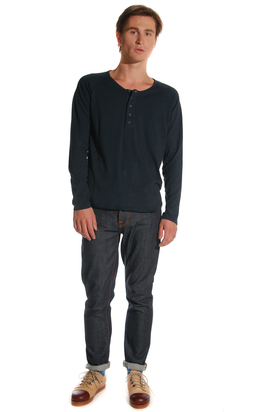Nudie: LS Henley Indigo