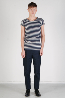 Knowledge Cotton Apparel: Striped Tee Navy White