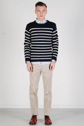 Knowledge Cotton Apparel: Round Neck Knit Striped Sweater