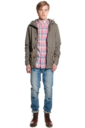 Elvine: Theo Washed Cotton Jacket Green Khaki