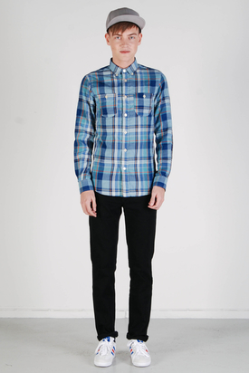 Knowledge Cotton Apparel: Double Layer Shirt Brittany Blue
