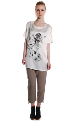Pop Cph: Oversized Silk Tee Bird Print