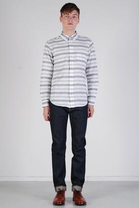 Edwin: Captain Shirt French Grey Striped