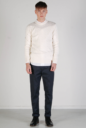 Knowledge Cotton Apparel: Cable Knit Star White Sweater